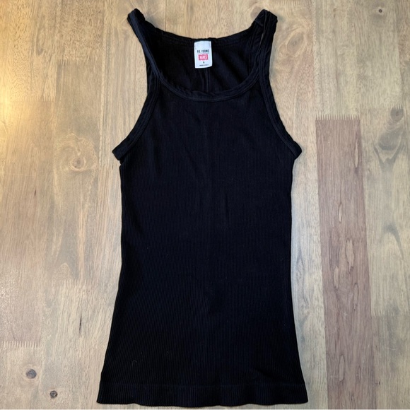 Re/Done Ribbed Racerback Tank, Black, Size Small - Picture 4 of 9
